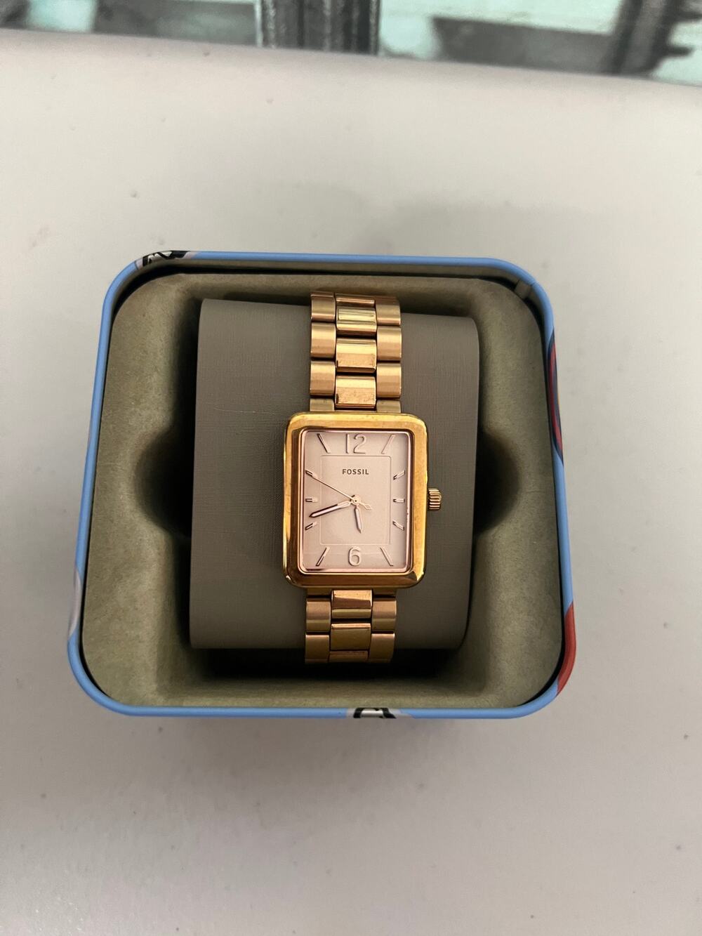 Fossil Atwater ES4156 Rose Gold Square Quartz Watch NWT